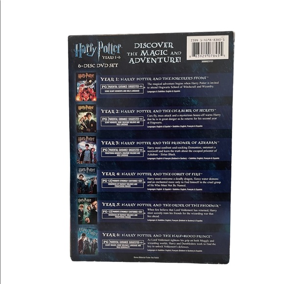Complete  Harry Potter DVD Set 6 Film Box Set Wide Screen - Picture 2 of 5